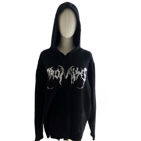 Broken Promises NWT Hoodie Graveyard Knit Sweater Top - Picture 13 of 13